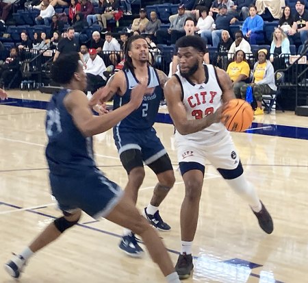 It was often tough going underneath the basket in Sunday's title game between City College San Francisco and Fullerton College.